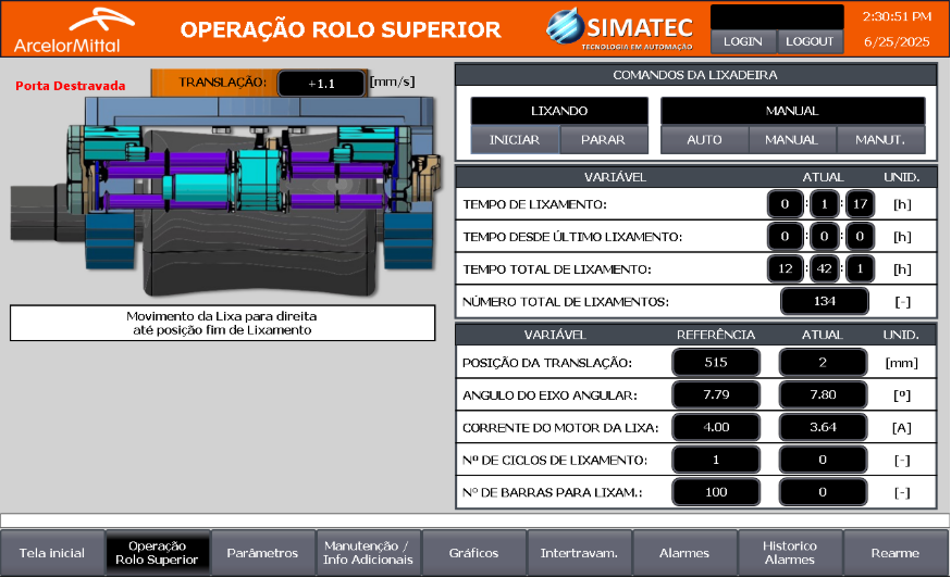 Imagem 6 do case Automação do lixamento dos rolos da Lixadeira Multibar