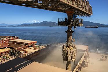 Automação do carregador de grãos em navios
